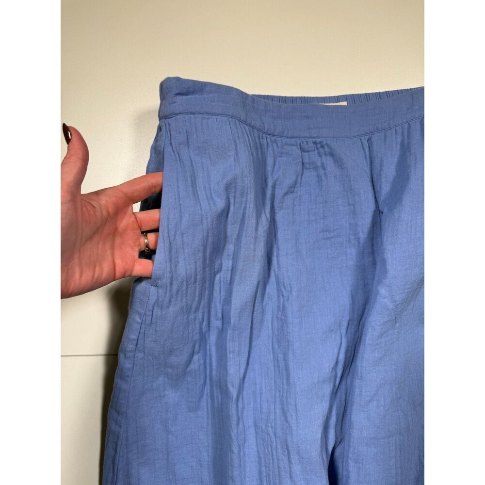Pact Organic Cotton Gauze Tulip Midi Skirt Blue Womens XL Wrap Pockets - Picture 3 of 10